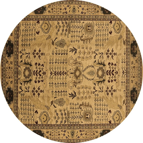 Ahgly Company Indoor Round Oriental Brown Industrial Area Rugs, 6' Round