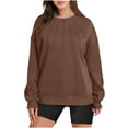 thumbnail image 3 of Essentials Women's Regular-Fit Oversized Sweatshirt Crewneck Casual V Neck Long Sleeve Shirts Fleece Pullover Tops Fall Teens Preppy Clothes, 3 of 9