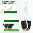 thumbnail image 3 of 3-Pack Self Watering Hanging Plant Pots with Macrame Hangers, Plastic Planters with Drainage Holes and Saucers, Indoor Outdoor Flower Pots, Includes 3 Ceiling Hooks, 7"/6"/5.5" (Black), 3 of 8