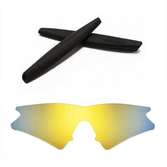 Walleva 24K Gold Polarized Lenses And Black Earsocks For Oakley M Frame Sweep Sunglasses