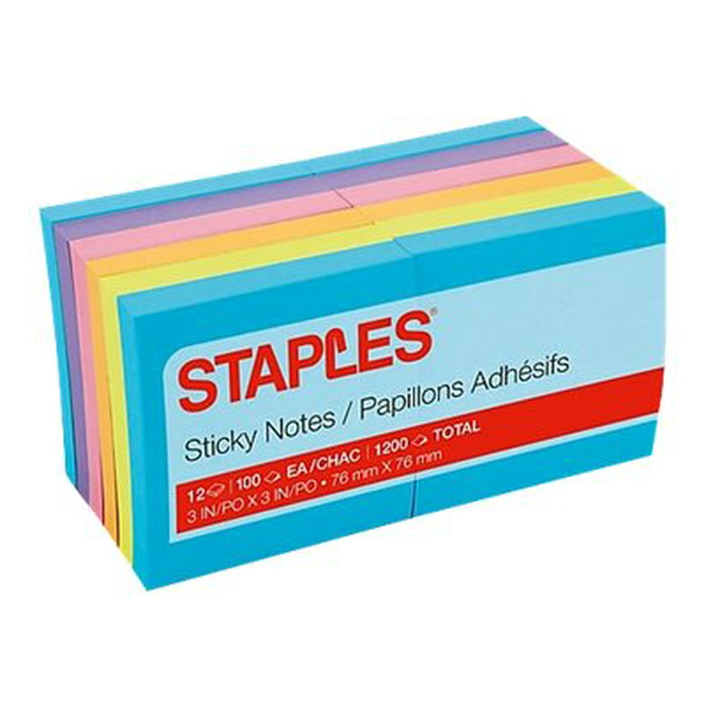Staples Stickies - Notes - 3 in x 3 in - 1200 sheets (12 x 100 ...