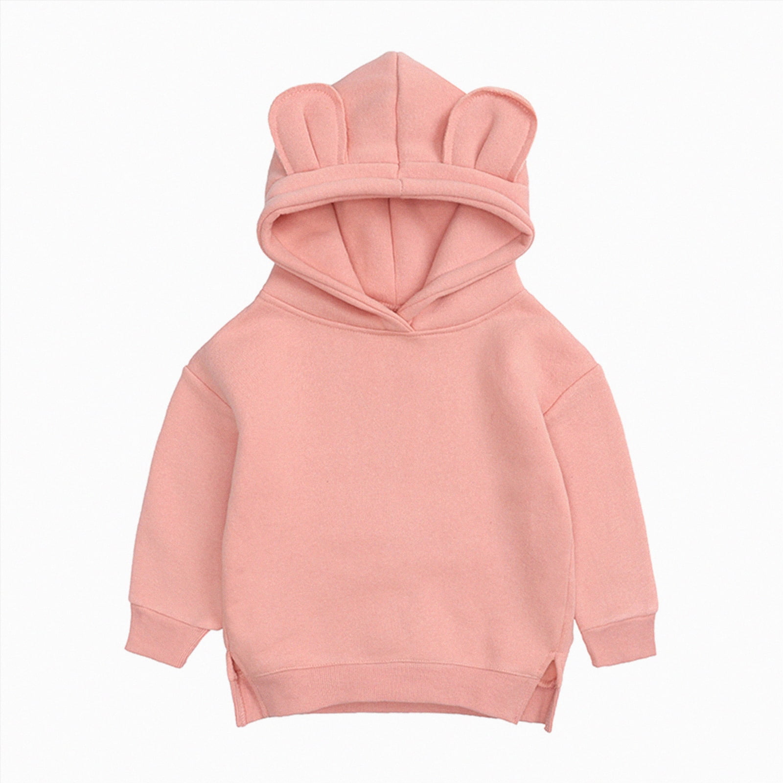 UAYOTSE Toddler Baby Boys Girls Cute Ear Solid Hoodie Sweatshirt Top(Style6-Pink 2-3 Years)