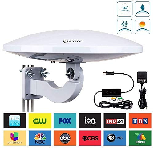 UFO 360° OmniDirectional Reception Outdoor TV Antenna 65 Miles Range with Smartpass Amplified