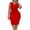 Red, variant on Summer Dresses Ndbuld Fashion Women Solid Color Round-Neck Short Ankle Sleeve High Waist Dress Skirt Blue L