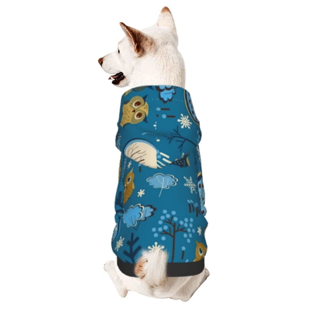Balery Cute Colorful Owls And Trees Sudadera con Capucha para Perros Pequeños – Ropa para Mascotas, Disfraz para Perros y Gatos, Ideal para Fiestas y Cosplay-X-Large