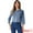 Grey Blue, variant on Unique Bargains Women's Denim Crop Round Neck Button Down Frayed Jean Fashion Jacket XS Light Blue