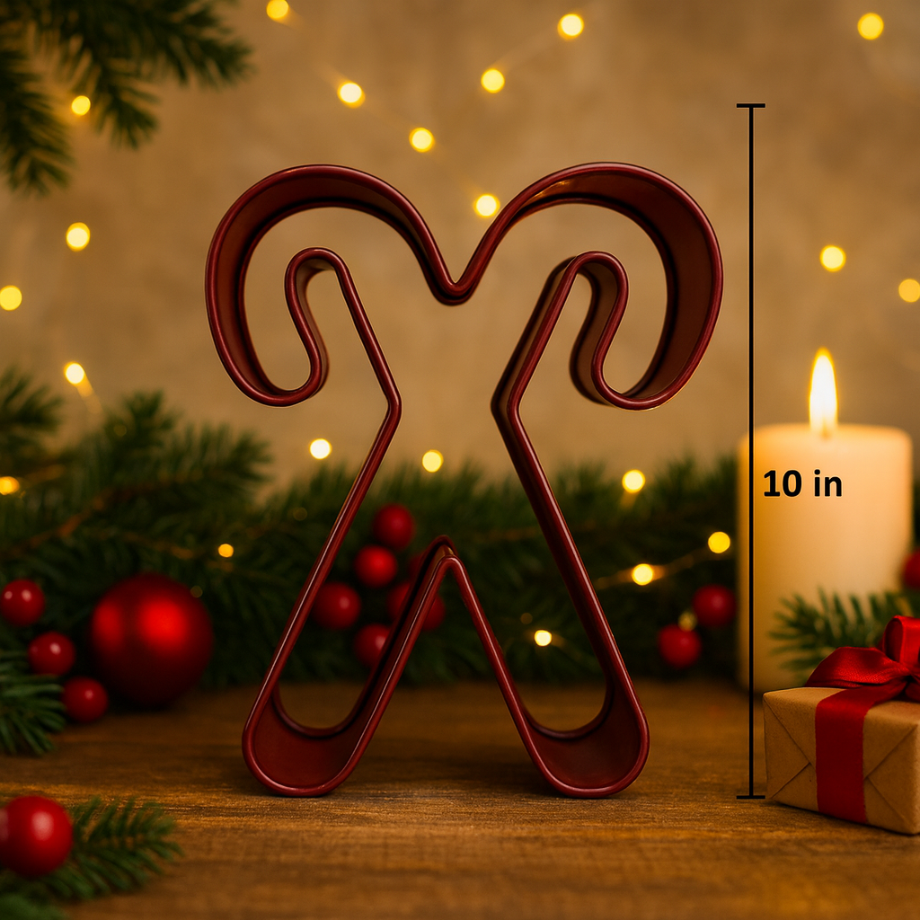Metal Candy Cane Cookie Cutter Christmas Decoration, Red, 10", by Holiday Time