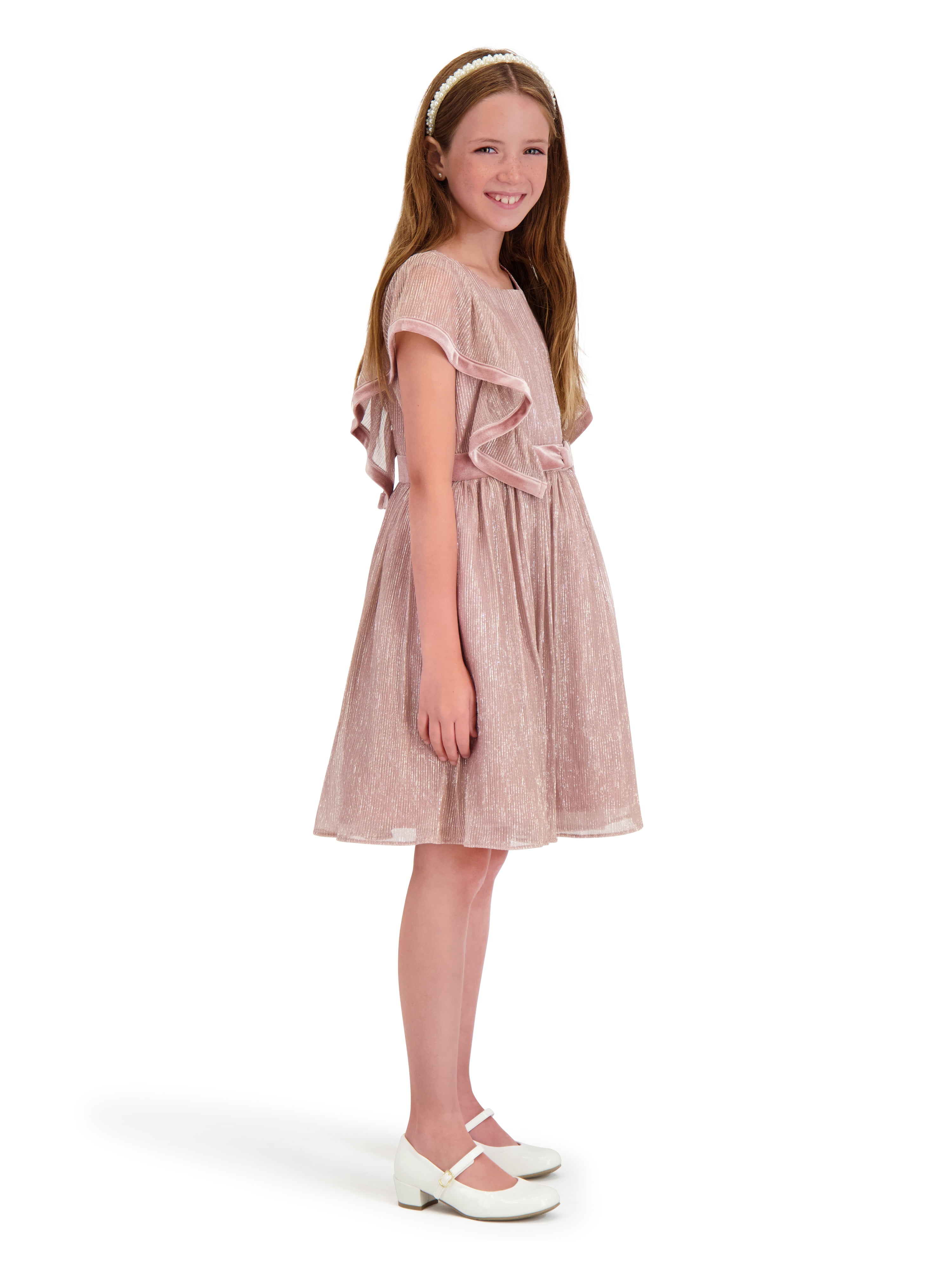 Kensie Girl Metallic Pleated Dress, Sizes 4-16