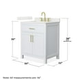 thumbnail image 4 of Beckett 30" White Single Vanity & Giotto Quartz Top (3-Hole) & Gold Trim, 4 of 5