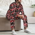 thumbnail image 6 of Bingfone Men's Pajama Set 2 Piece Loungewear PJs, Long Sleeve with Pajama Pants-Rose Flowers, 6 of 7