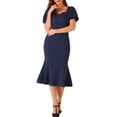 thumbnail image 1 of INSPIRE CHIC Vestidos Elegantes de Negocios para Mujeres con Escote Corazón, Manga Corta Abullonada, Vestido Midi Sirena XL Azul Oscuro, 1 of 6