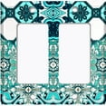 thumbnail image 6 of Metal Light Switch Plate Cover Elegant Teal Green Tile Pattern TIL017, 6 of 13