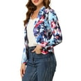 thumbnail image 5 of INSPIRE CHIC Women's Fitted Blazer Notch Lapel Printed Open Front Work Suit Jacket S Blue-Flower, 5 of 8
