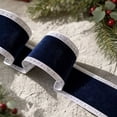 thumbnail image 4 of ZENVIVE Blue Velvet Christmas Wired Ribbon, 3.9 Inch × 5.4 Yard Embossed Border Fabric Ribbon, Xmas Winter Holiday Ribbon Bows Accessories for Crafting Gift Wrapping Decorations, 4 of 7