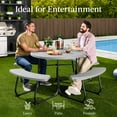 thumbnail image 6 of Best Choice Products 8-Person Circular Outdoor Picnic Table w/ 4 Benches, Umbrella Hole, 2000lb Capacity - Light Gray, 6 of 7