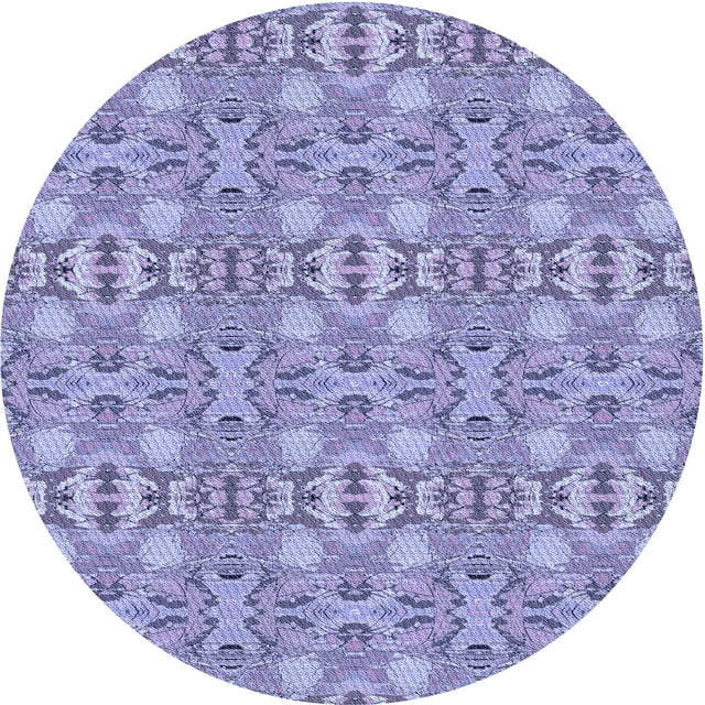Ahgly Company Tapis Rond Lavable en Machine Intérieur Transitionnel Bleu Ardoise, 3 Pieds Rond