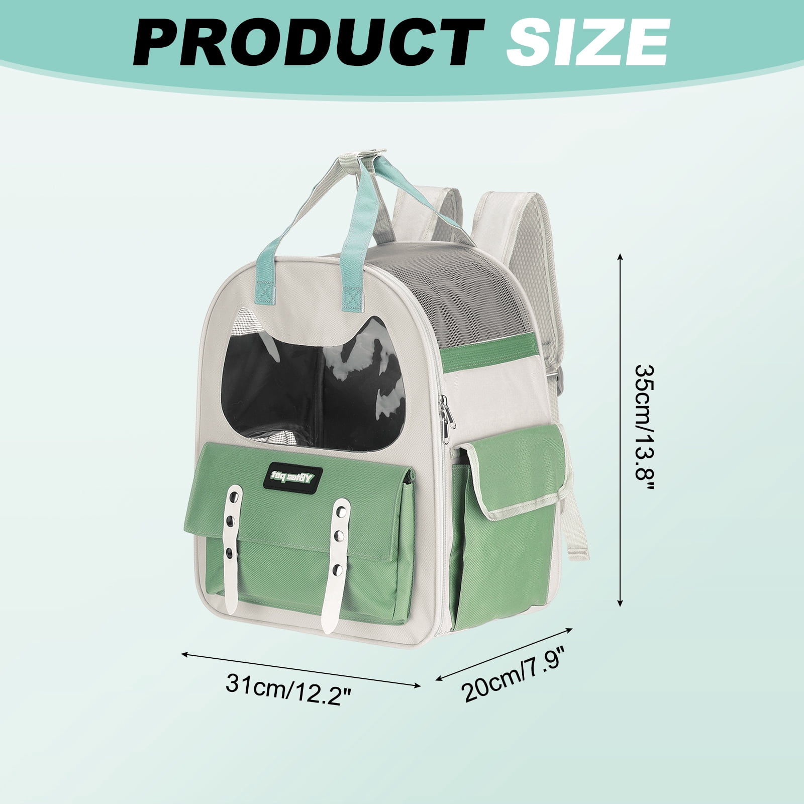 Cat Backpack Carrier, Breathable Pet Hiking Backpack Travel Bag for Cats or Small Dogs Green