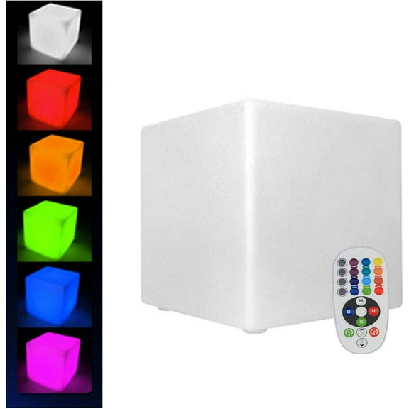 LED Cube Chair Light Rechargeable LED Cube Waterproof Stool Remote Control and changing color LED Cube for Home Bedroom Patio Pool Party Mood Lamp Night Light Romantic Decorative Lighting (A-12inch)