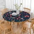 thumbnail image 3 of Pioneer Flower Floral Print Pattern Round Fitted Tablecloth with Elastic Edge,Dining Table Cover Waterproof,Outdoor Round Tablecloth for Camping,Dining,Indoor and Outdoor, 3 of 7