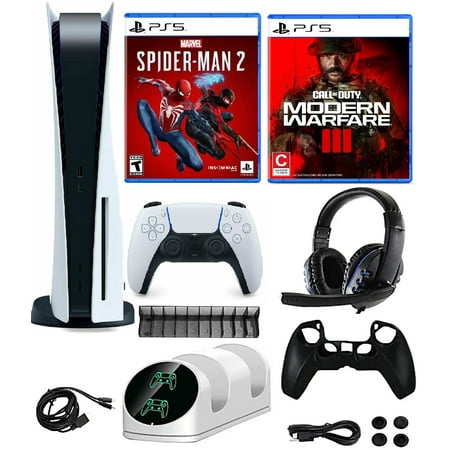2023 Newest PlayStation_PS5 Gaming Console Disc Version Bundle with Call of Duty Modern Warfare III / Marvel's Spider-Man 2 / 10 In 1 Accessory kit