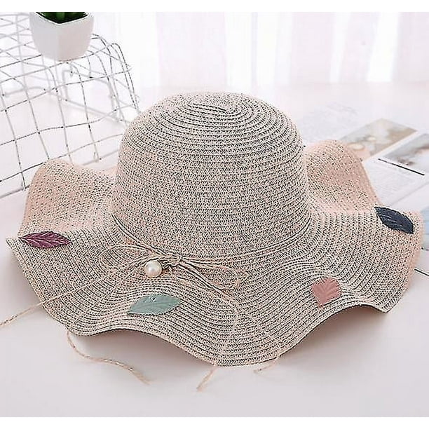 Sombrero de paja de Color sólido de verano para mujer, sombrero de playa de ala ancha grande, sombrero para el sol, protección solar, gorra de Sol de Panamá
