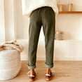 thumbnail image 4 of OIOLOYJM Womens Corduroy Pants Casual Mid Waisted Pants Elastic Waistband Straight Leg Baggy Trousers Trendy Sweatpants with Pockets Army Green 2XL, 4 of 5