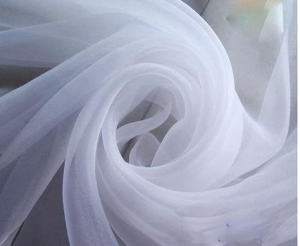120" Wide (10ft Wide) x 120 Yards Roll - Sheer Voile Chiffon Fabric - Perfect for Draping Panels and Masking for Weddings & Events - WHITE