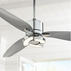 52 Possini Euro Design Modern Ceiling Fan With Light Led Dimmable Remote Brushed Nickel For Living Room Kitchen Bedroom Dining