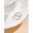 thumbnail image 3 of 2 anillos apilables de tres piedras, de acero inoxidable 304, con diamantes de imitación, lisos, apilables, finos y delicados., 3 of 4