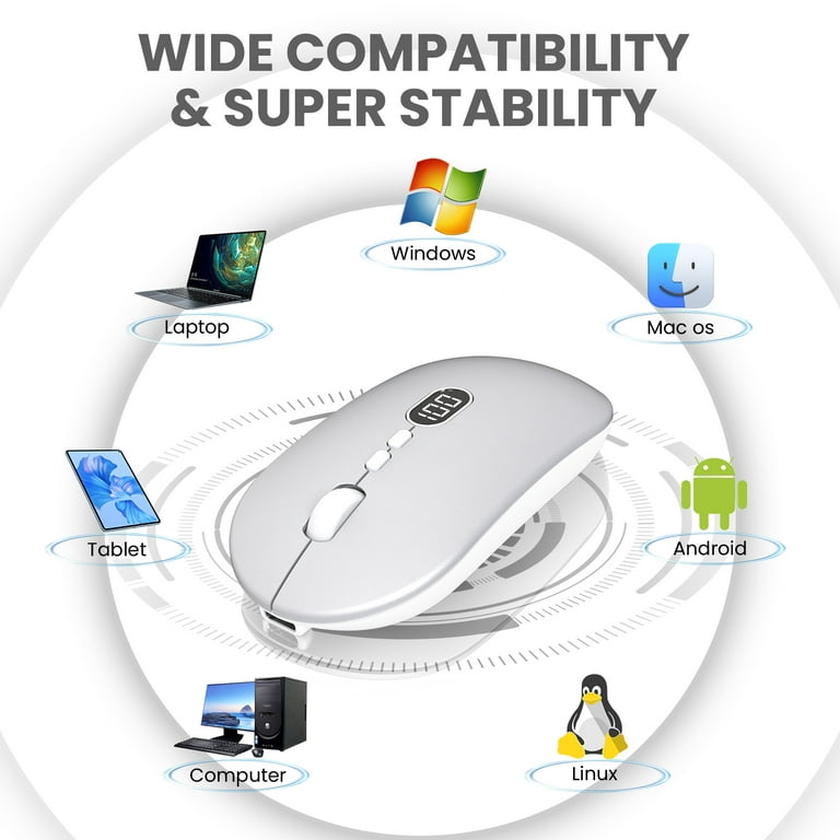 Wireless Office Mouse with Battery Level Visible, Ultra Slim 2.4G