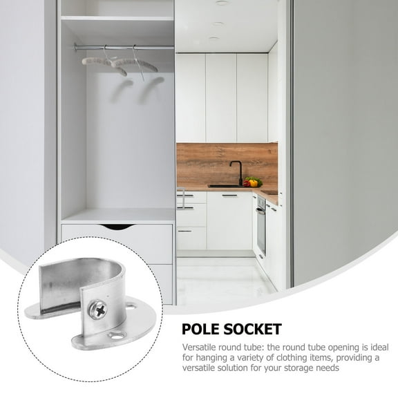 FRCOLOR Stainless Steel Closet Rod Holder Open Flange Bracket Heavy Duty Closet Pole Socket Wall Mount Closet Rod End Supports Closet Accessories