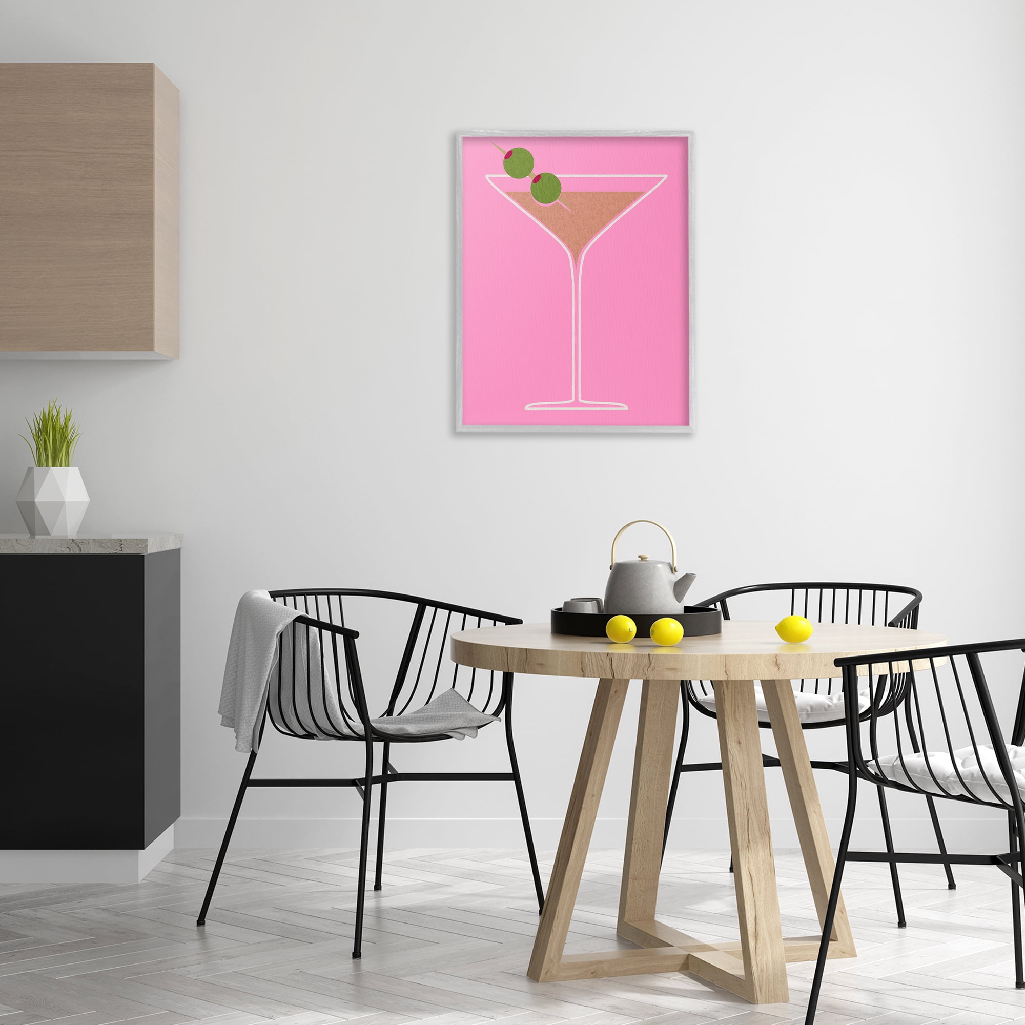 Stupell Industries Dirty Martini on Pink Food & Beverage Painting Gray Framed Art Print Wall Art, 24 x 30