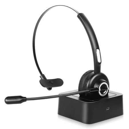Comfortable Bluetooth Headset  UX-M97 Wireless Headset with Microphone  Wireless Cell Phone Headset with Noise Isolation Mic Charging Base Mute Function for Samsung Galaxy S20 FE 5G With Charging Dock