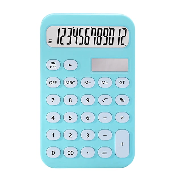 Calculadora de dígitos, calculadora de escritorio, 12 dígitos, fácil de presionar, antideslizante, con botones ovalados, pantalla LCD, calculadora de Azul Sunnimix Calculadora