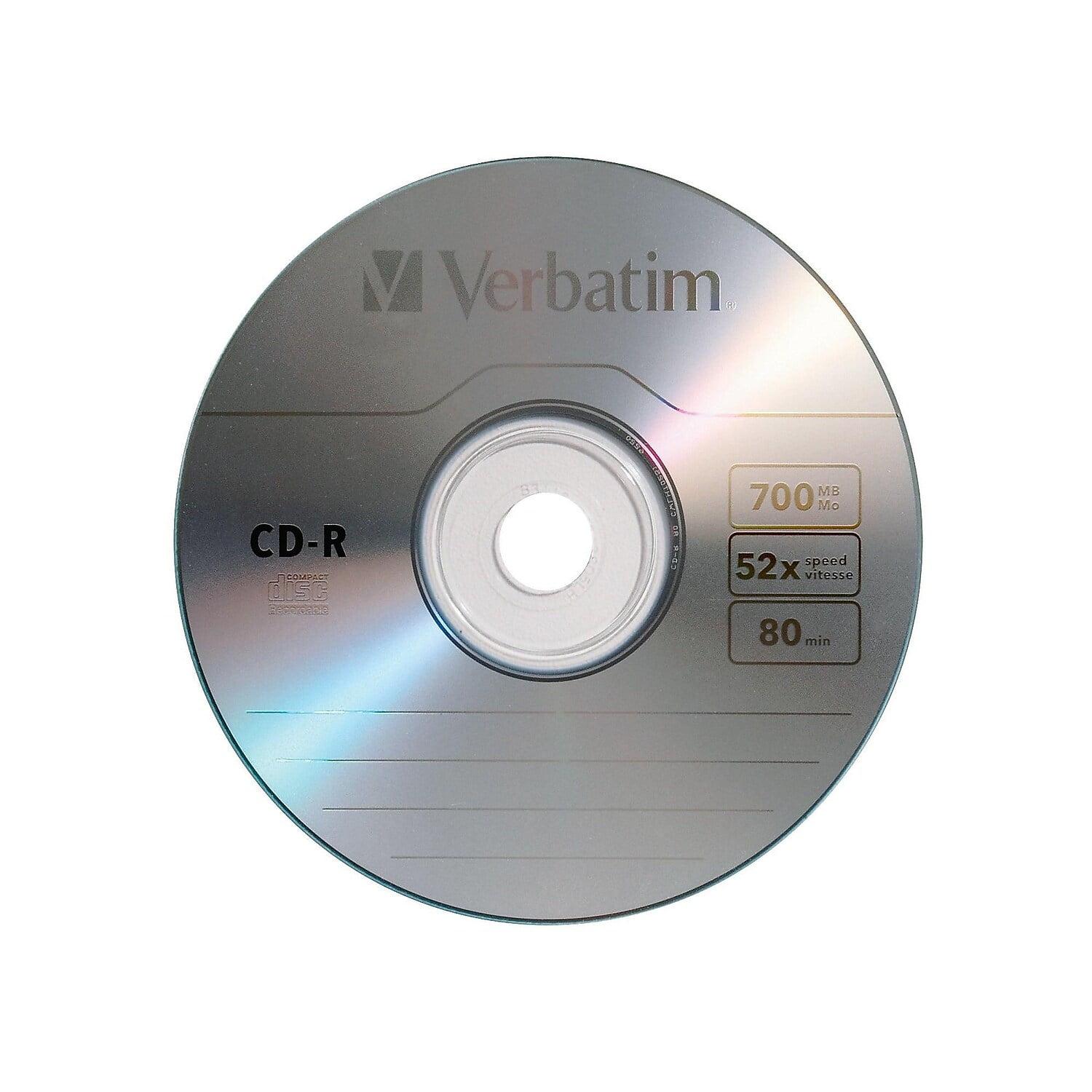 Verbatim CD-R Recordable Disc, 80 Min, 52x, Spindle, Assorted Colors, 25/Pack