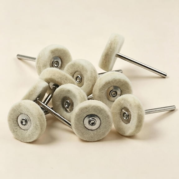 10 Pcs Wool Felt Nail Polishing Wheels Buffing Pads, 3mm Shank Rotary Tool Bits for Nail Drills, Professional Manicure Accessories for Gel Acrylic Nails Polishing Shining, for Home Salon Beginners