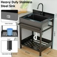thumbnail image 4 of 26 Inch Utility Sink, 304 Stainless Steel Sink Free Standing Sink with Cold and Hot Water Pull-out Faucet, Heavy Duty Laundry Sinks for Workshop, Laundry Room, Garage, Greenhouse, Pet Care 26x20 In, 4 of 7