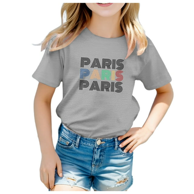 WEAIXIMIUNG Chemise à Manches Courtes pour Garçons, T-Shirt Imprimé Unisexe pour Enfants, T-Shirts Amusants pour Garçons et Filles, Haut à Manches Courtes et Col Rond pour 3-13 Ans
