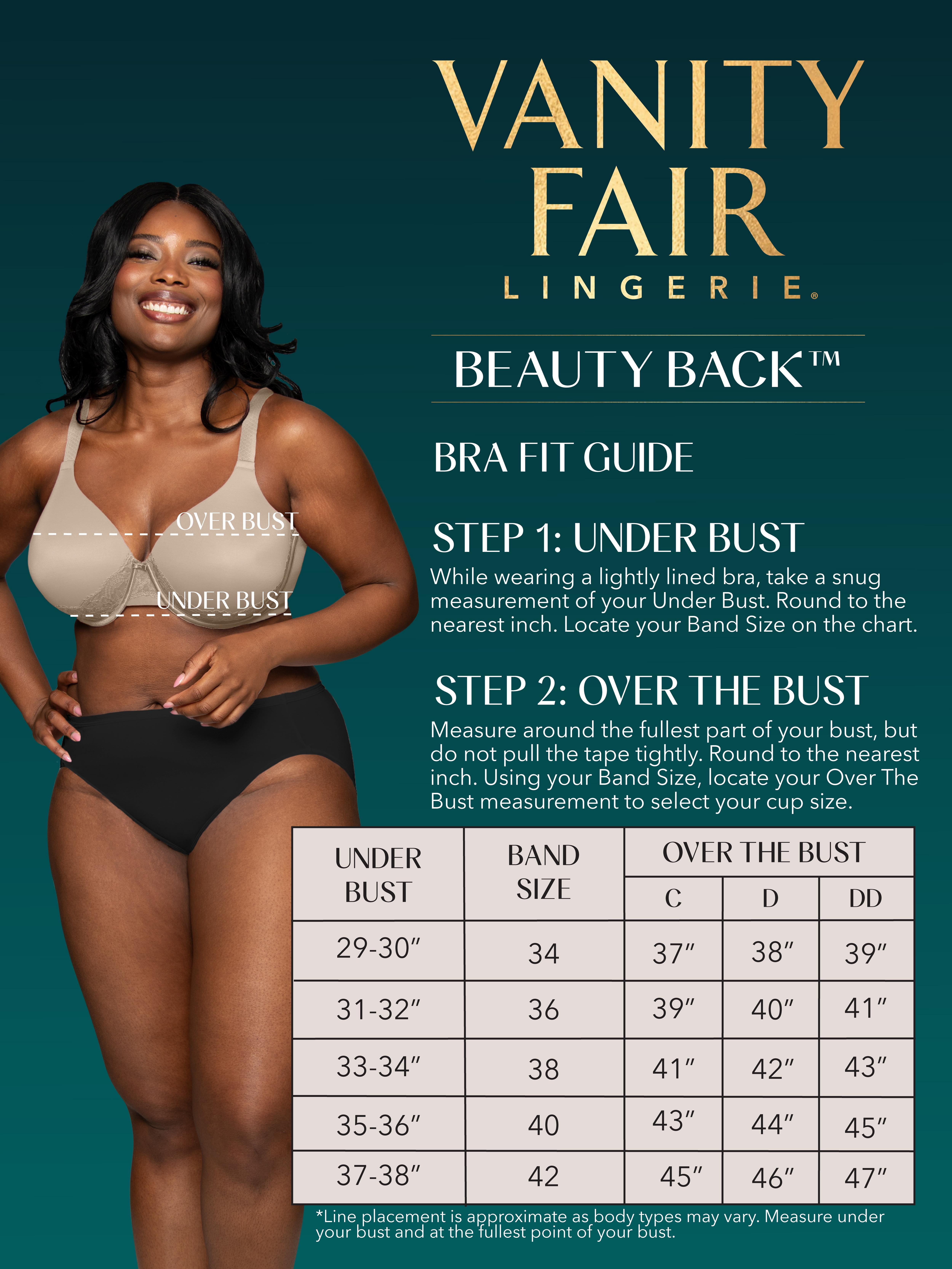 Vanity Fair Lingerie Women's Beauty Back Full-Figure Smoothing Underwire Bra with Lace, Style 76382