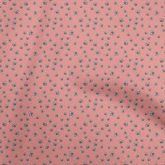 oneOone Cotton Cambric Pink Fabric Honey Bees Dress Material Fabric Print Fabric By The Yard 56 Inch Wide