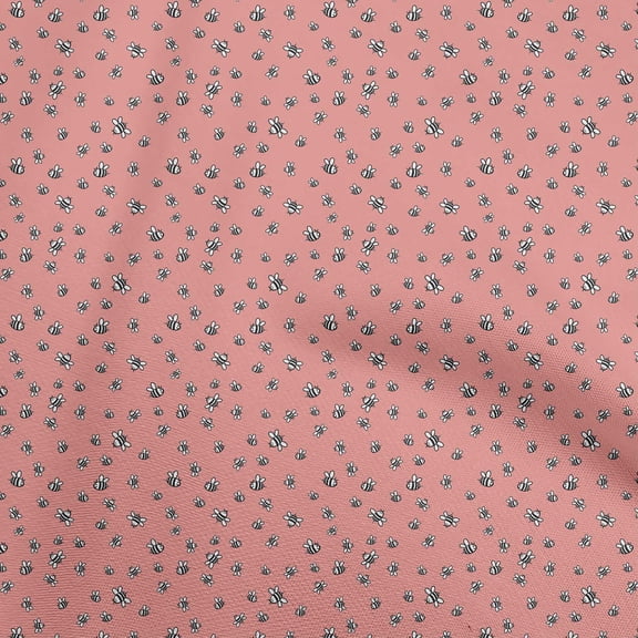 oneOone Georgette Viscose Pink Fabric Honey Bees Sewing Fabric By The Yard Printed Diy Clothing Sewing Supplies 42 Inch Wide