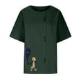 thumbnail image 5 of LOVZFMLL Women's Summer Tops Fashion Summer Round Neck Leisure Short Sleeve Printed Buttons Tops, 5 of 5