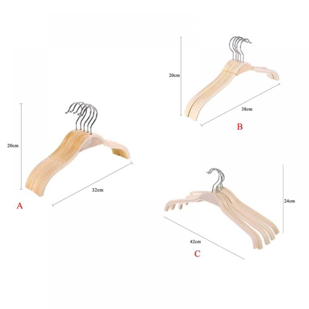 Solid Wood Hangers 5 Pack, Smooth Natural Finish Wooden Dress Hangers, Clothes Hangers Non-slip Seamless Hanger for Jacket, Pant, Shirt