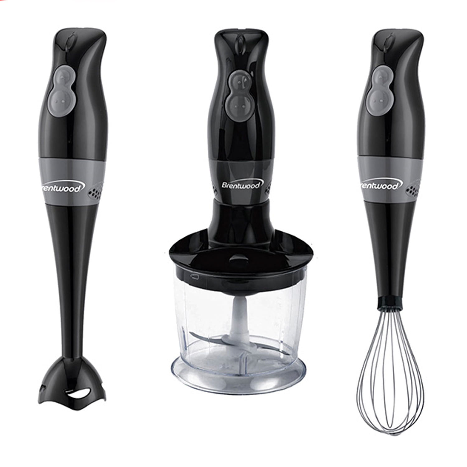 Brentwood Appliances HB-38BK 2-Speed Hand Blender And Food Processor With Balloon Whisk (Black)