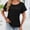 🔥 Black, variant on Sentmoon Women Workout Tops Summer Clothes for Women Women's Spring and Summer Solid Color Crew Neck Lace Stitching Short Sleeve Pullover T-shirt Trendy for Everyday Casual Wear M
