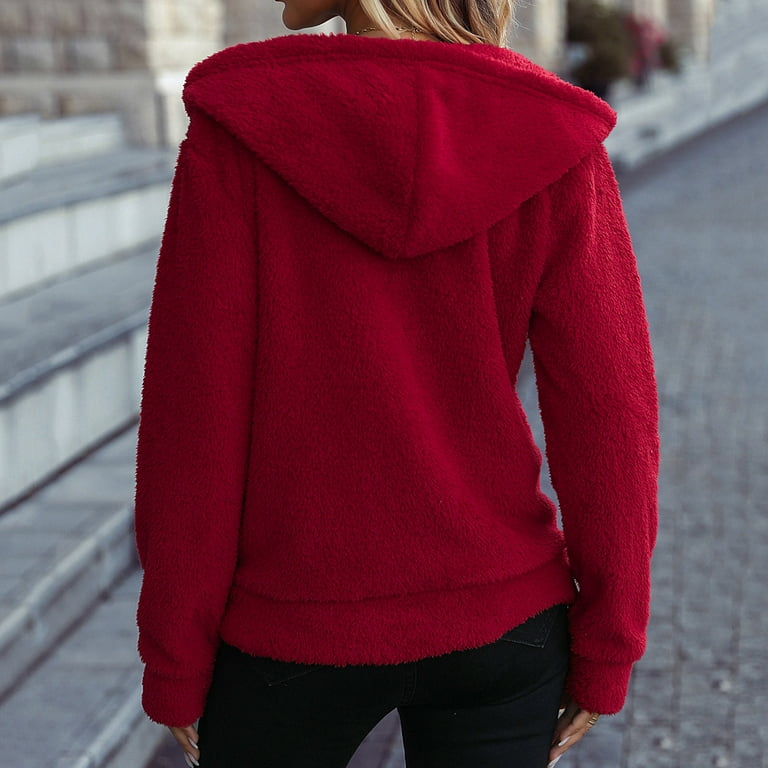Women s Sherpa Fleece Coats Long Sleeve Open Front Zipper Sweatshirt Santa Pattern Cardigan Jacket Warm Winter