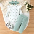 thumbnail image 6 of 3-6 Months Newborn Bodysuit Romper Newborn Infant Baby Girls Clothes Ruffled Ribbed Romper Bodysuit Pants Set Fall Winter Outfits,Light Green Jumpsuit Sleep & Play One-Piece Bodysuit, 6 of 9