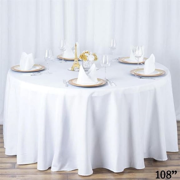 BalsaCircle 108" Round Premium Polyester Tablecloth Wedding Table Linens Ivory
