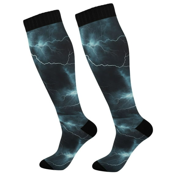 FORMRS Womens Knee High Socks Casual Long Thick Travel Daily Wear, 1 Pair, Lightning Pattern