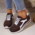 thumbnail image 2 of Sneakers for Women Fashion Color Block Leather Lace up Running Shoes Comfy Arch Support Antislip Trainers Athletic Shoes Lightweight Casual Walking Shoes Brown Size 7, 2 of 6